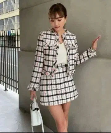 sheller 셰리에 프린지 트위드 셋업 자켓 큐롯