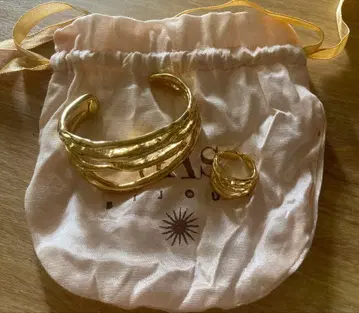 Gas Bijoux 뱅글 반지 골드 팔찌 반지 2세트