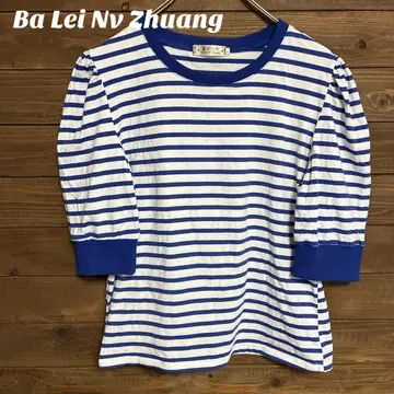 [ Ba Lei Nv zhuang ] 보더 5부 소매 T셔츠 티셔츠 L