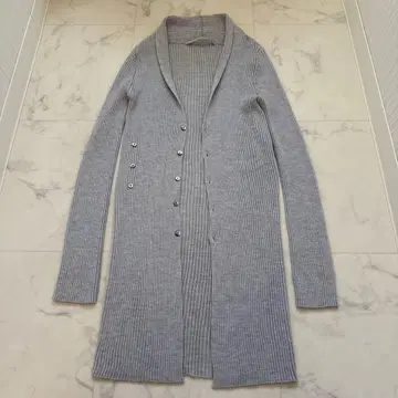 GALERIE VIE 리브 편직 롱 가디건 니트