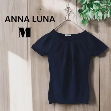 안나루나 M 네이비 컬러 네이비 T셔츠 니트 반팔 심플 베이직