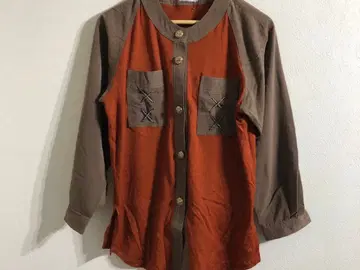 m&y vintage 캐주얼 셔츠 오렌지 브라운