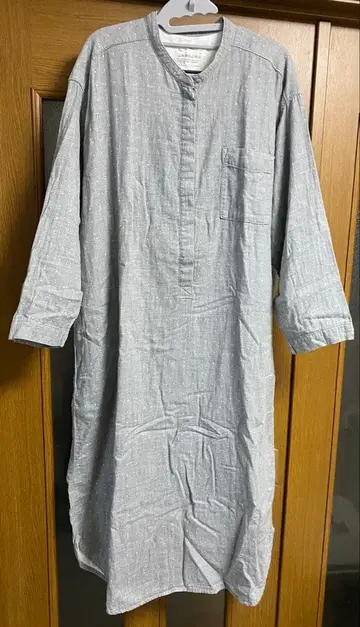 그레이 도트 무늬 셔츠 원피스 긴팔