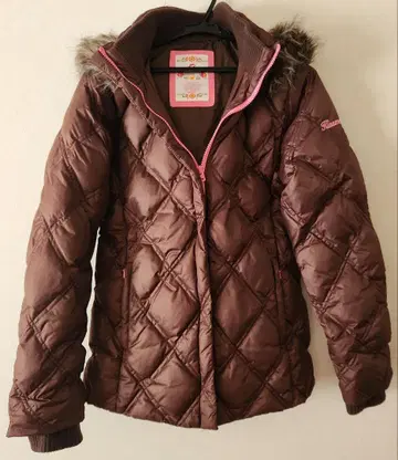 kissmark 다운 자켓 브라운 후드 부착