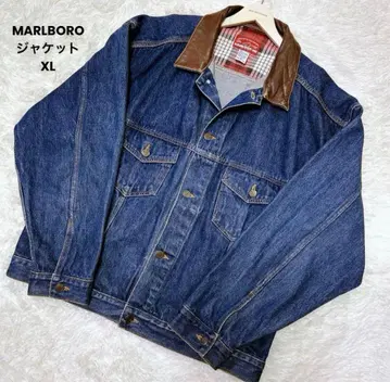 90s MARLBORO 말보로 가죽 절개 데님 자켓 XL 사이즈