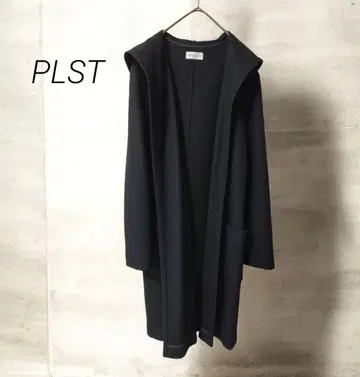 PLST 플라스테 울 코트 블랙 후드 부착 얇은 소재
