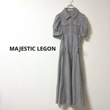 MAJESTIC LEGON 사이드 레이스업 셔츠 원피스 체크 [ M ]