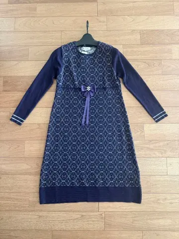 택 포함 미사용 새상품 슈퍼 뷰티 보라색 롱 니트 원피스 42