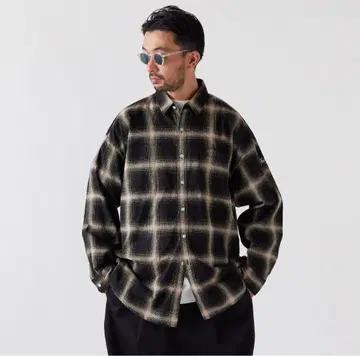 FAT 플란넬 옴브레 셔츠 M 상당