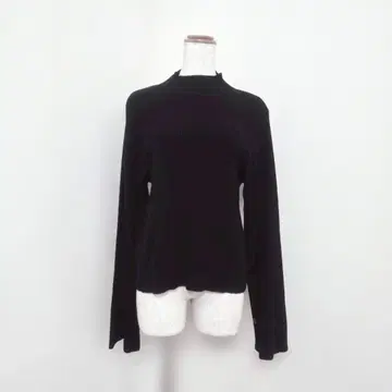 GRL 하이넥 니트 긴팔 스웨터 소매 슬릿 블랙 무지 ( M )