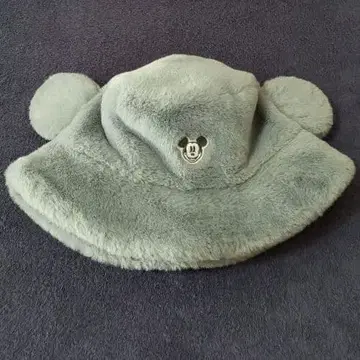 디즈니 미키 귀 달린 퍼 버킷 햇 블루 모자