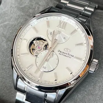 [ 미사용 ] ORIENT 오리엔트 스타 자동 와인딩 실버 세미 스켈레톤