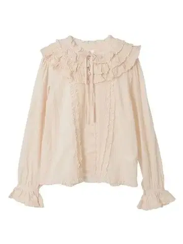 핑크하우스 프릴 카라 부착 로운 블라우스 아이보리 새상품