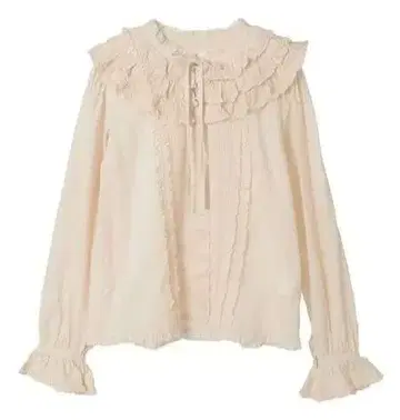 핑크하우스 프릴 카라 부착 로운 블라우스 아이보리 새상품