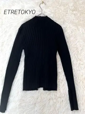 ETRE TOKYO 리브 홀 가먼트 니트 black Free
