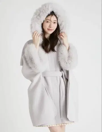 CELFORD 후드 부착 판초 코트 라이트 그레이