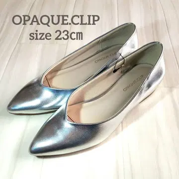 택 포함 OPAQUE.CLIP 스틸레토 플랫 펌프스 실버