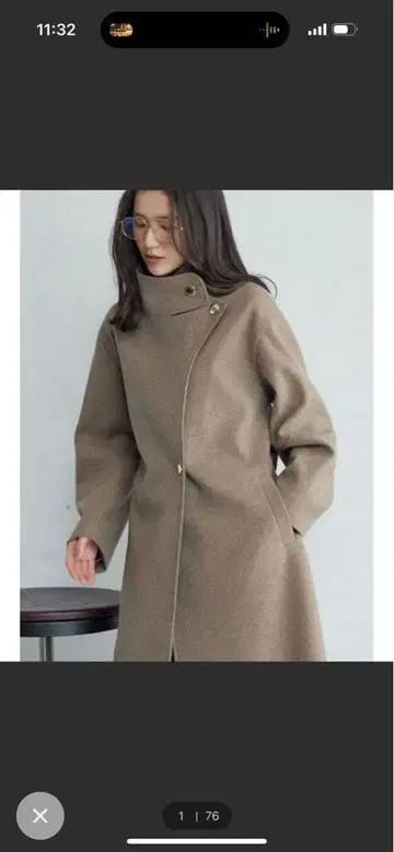 LAGNAMOON 울 저리 스탠드 카라 코트