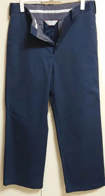 417 EDIFICE 스트레이트 팬츠 L 네이비 코튼 치노 팬츠 일본제
