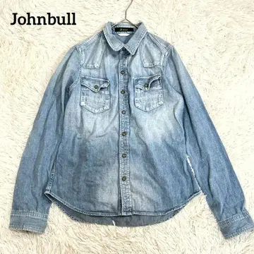 [젬블] 세탁 가능한 데님 셔츠 (S) 퇴색 컬러 웨스턴 포켓 일본제