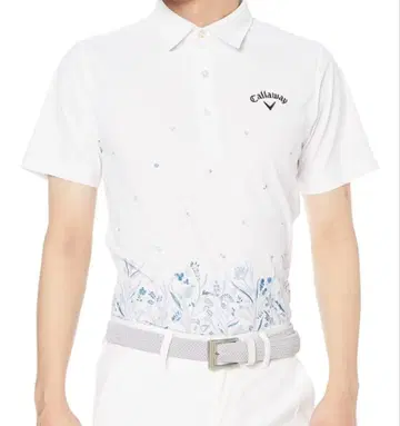 미사용 새상품 Callaway 꽃무늬 피케 셔츠 화이트 3L