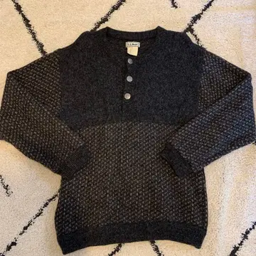 [ M 새상품급 ] L.L.Bean 바즈아이 니트 하프 버튼 노르웨이산