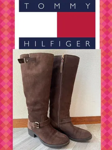 TOMMY HILFIGER 브라운 스웨이드 롱 부츠