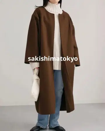 사키시마 도쿄 노카라 롱 코트 노카라 코트