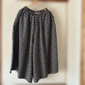 블랙 체크 가우초 팬츠