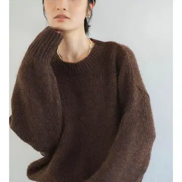 Ungrid 컬러 모헤어 혼방 루즈 니트 브라운 택 포함