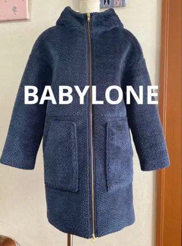 BABYLONE 네이비 후드 부착 보아 코트
