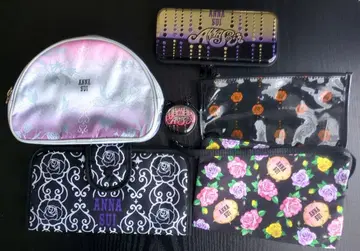 ANNA SUI 장미 무늬 카드 케이스 멀티 케이스 여권 케이스 파우치