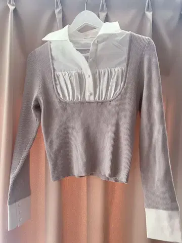 안미르 anmille 셔츠 도킹 니트