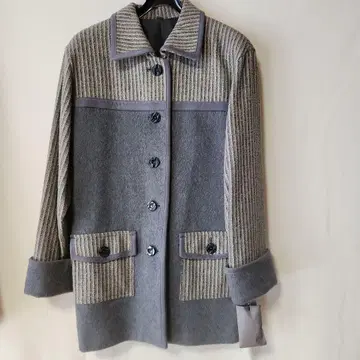 스트라이프 패턴 울 혼방 코트 9AR