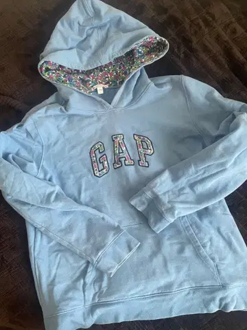 GAP 스카이블루 후드티 L 사이즈 꽃무늬
