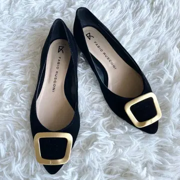 새상품급 파비오 루스코니 벨로아 플랫슈즈 펌프스 36 블랙 금