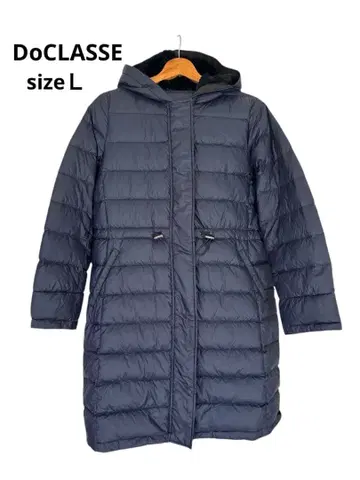 [ 익명 배송 ] DoCLASSE 다운 네이비 사이즈 L 후드 코트 롱
