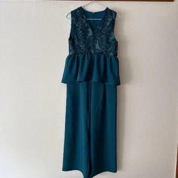 다크 틸 레이스 장식 팬츠 드레스