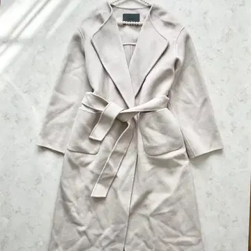 스픽 앤 스팬 더블 페이스 노카라 로브 코트 벨티드 36