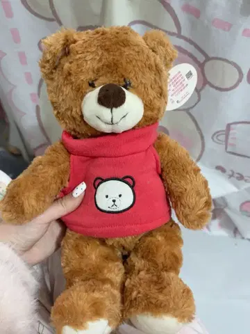 브라운 곰 봉제 인형 빨간색 스웨터