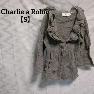Charlie a Robin [ S ] 브라운 긴팔 가디건 장미 모티브
