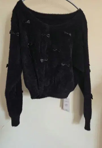 리본 포함 블랙 긴팔 스웨터 LL 사이즈