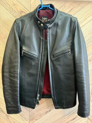 블랙 가죽 싱글 라이더 자켓