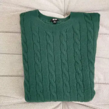 유니클로 수플레얀 케이블 니트 XL 그린
