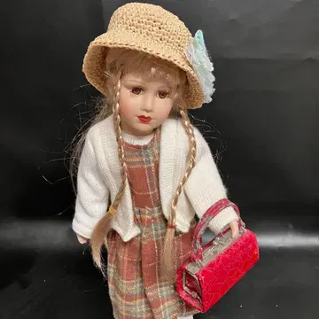 체크 무늬 드레스 인형 약 40cm