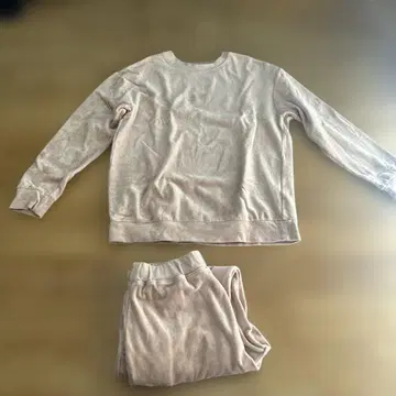 무인양품 여성 코튼 벨로아 긴팔 룸웨어 세트 핑크 맨투맨 세트