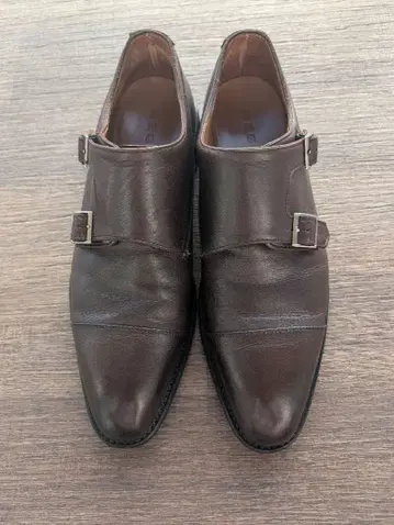다크 브라운 더블 몽크 스트랩 신발