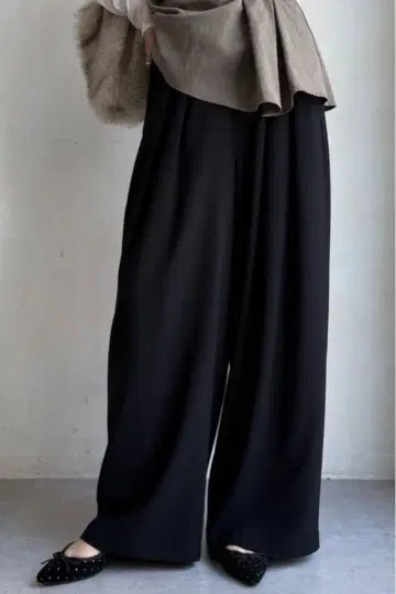 [ 마이너스 3kg! ] 턱 와이드 팬츠