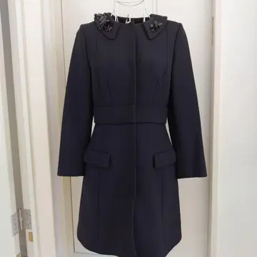 누메로벤투노 비쥬 장식 블랙 코트 무릎 기장