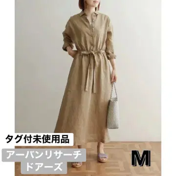 택 포함 미사용 어반 리서치 도어스 린넨 허리 개더 원피스